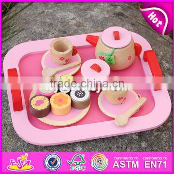 2017 New Design Pretend Play Toys Girls Pink Wooden Tea Set Toy W10B181 photo-3