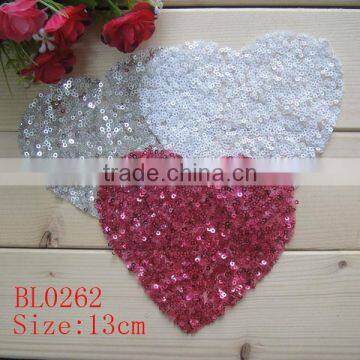 13CM wholesale colorful heart shape sequin applique for baby cloth