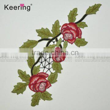 Nice Custom Iron On Flower Embroidery Patch For Garment/Caps From Keering WEF-756