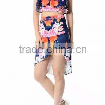 floral print ruffle 2 pieces set fashion boutique dress casual women dresses summer