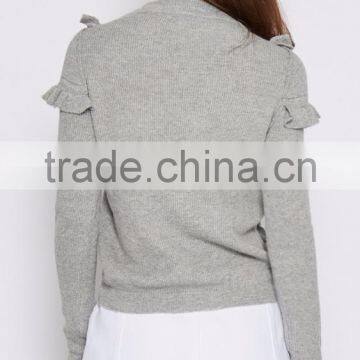 Long Sleeve Ruffle Knit Top Latest Saree Blouse Designs for Women photo-5