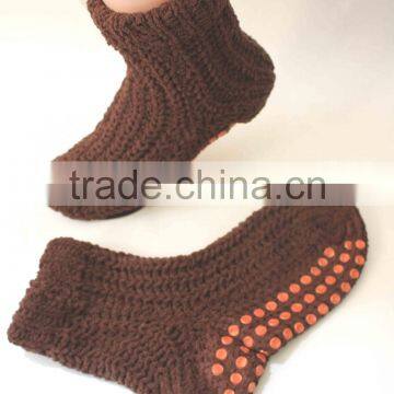 Anti slip woollen pure color knitted socks