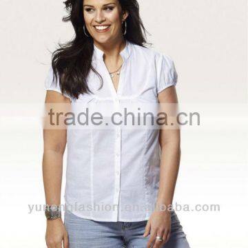 ladies plus size blouse short sleeve cotton blouse