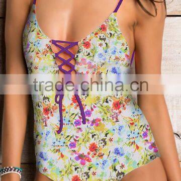 Ladies Fashion Print and Tied One-piece Swimwear photo-3