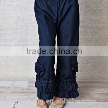 Casual Girls Denim Pants Boutique Jeans Ruffle Pants for Kids Wide Leg Kids Pants photo-3