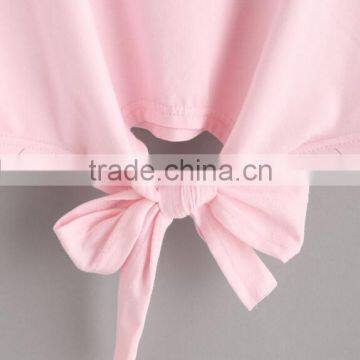 Custom Design High Quality Baby Clothes Fashion Embroidery Wholesale Pink Boutique Cotton Short Sleeve Kids Girls t Shirt photo-4