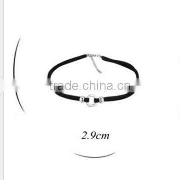 high end silver circle charm velvet necklace women simple rings charm choker necklace for girl friend