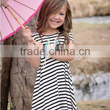 New Style Children Formal Dresses Girls Long Style Dresses Kids Short Sleeve Stripe Dresses For Girls