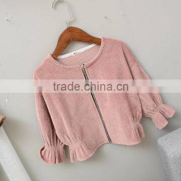 YE5206 Girls Jacket Corduroy Flying Sleeves 2017 Autumn Children Coat photo-4