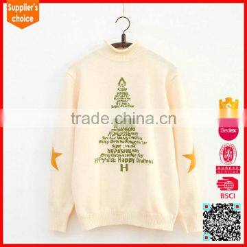 100% cotton Women christmas tree patterns knitted christmas jumpers