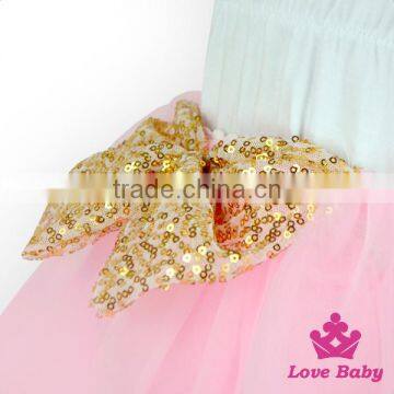 52SQG060 Lovebaby Wholesale 3 Layers Pink Chiffon Tutu Skirt With Sequin Bow Attach Short Casual Party Tutu Dress For Kids photo-6