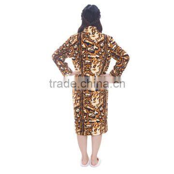 Women Sexy Animal Printed Fleece Fabric Bathrobe With Zipper photo-2
