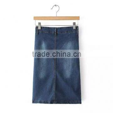 EY0590A 2015 New Style Women Pure Color High Waist Jeans Splicing Dress photo-2