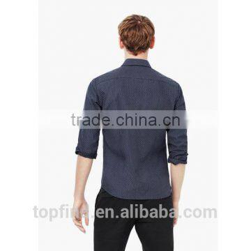 Spots Print Classic Collar White Button Slim Fit Fashionable Casual Men's Shirt for 2016 photo-3