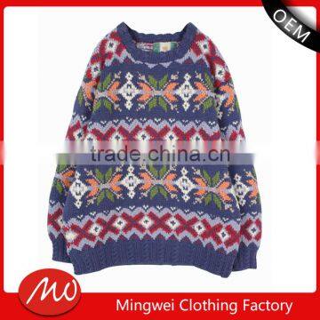 Men's jacquard knitted cotton christmas jumpers sweater with factory price