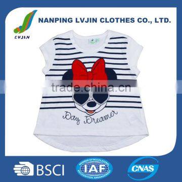 OEM Custom Kids Shirt Printing Cute Carton Baby Girls T-shirts Hilo Top 100% Cotton 3-24M