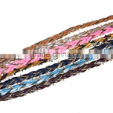 High Quality Brown Seed Beads Braiding PU Leather Cord photo-2