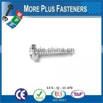 Made in Taiwan Cross Recessed Pan Head Self Tapping Screw DIN 7981 Pozi Drive or Phillips Drive Steel or Stainless Steel