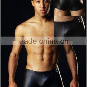 Black leather underwear for men sexy tight underpants man leather underwear black PU intimate panties