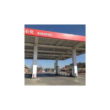 Steel Auto Gas Service Station With Canopy And Floor Design