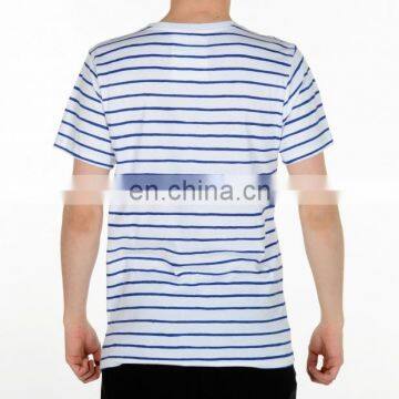 Fashion Design Bule Stripe Confortable Cotton T-shirt photo-4