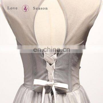 A17BL0008 O-neck Sleeveless Black Bead Gray Dresses Party Night Long Burgundy Long Gown