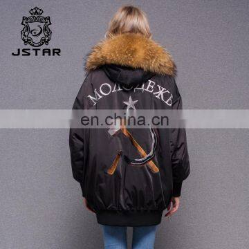 2017 Fashionable Winter Jacket Big Size Women Fur Parka With Raccoon Fur Collar Big Size photo-6