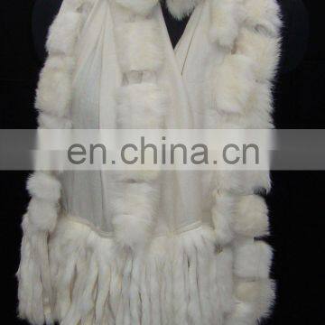Silk Pashmina wool Fur trim fringed shawls 2017