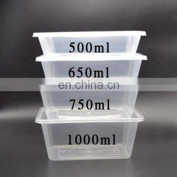 Custom Factory Price Cheap Microwave Safe Rectangle 4 compartments Transparent/Black PP Food Box