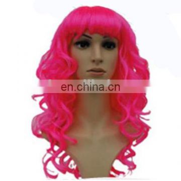 MCW-0372 Party Masquerade synthetic long women Hot curly pink wig