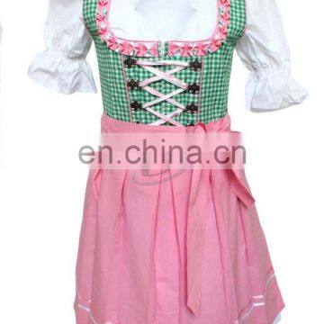 Pink Printed Silk dirndl Custom Design Trachten Oktoberfest Bavarian Traditional Dirndl For Women(Traditional Dress)