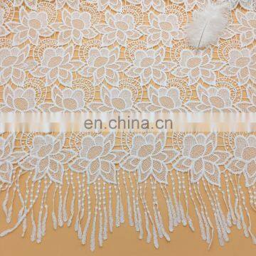 OLF1026 High quality cotton flower wedding derss fabric tassels lace embroidered