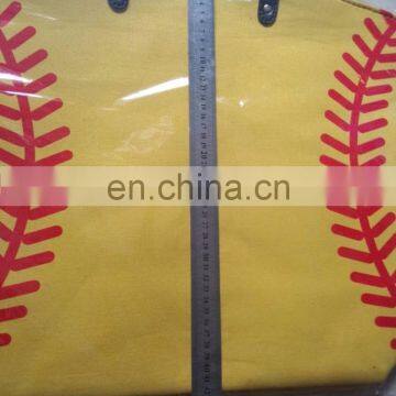 Wholesale promotional sports tote bag yellow softball