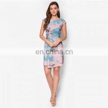 New arrival cap sleeve print short sexy tight dress porn tunic wrap mini dress