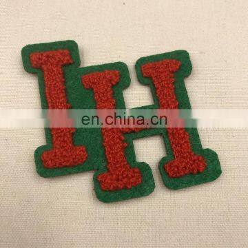 LOW MOQ towel patches for jacket Custom iron on embroidery towel patch