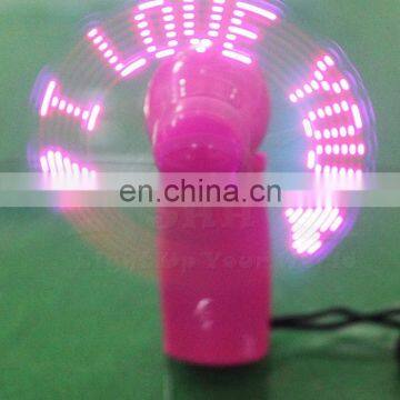 attractive mini message fan/color light up hand fan/ programmable LED fan