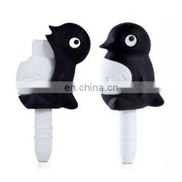 Customize Mini Peguin Dustproof Plug Earphone Jack Accessory for Mobile Phone