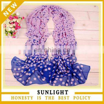 100% Polyester Voile Printed Cheap Fashion Chiffon Lady Scarves