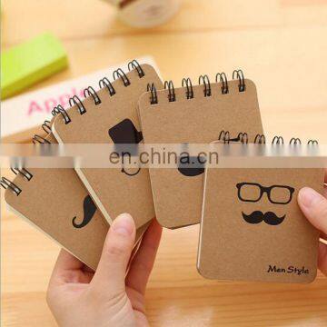 Hard Craft Paper cover spiral note books Moustach/caps/Glass /pipe men's style mini notebooks