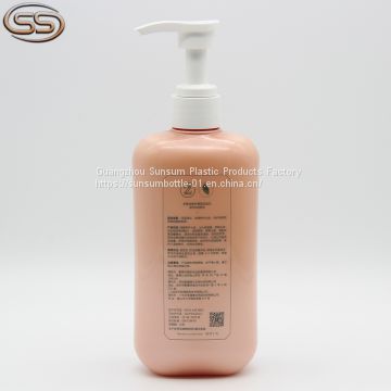 Free Sample 500ml Orange Flat Plastic Cosmetic Body Wash  Bottle With Lotion  Pump