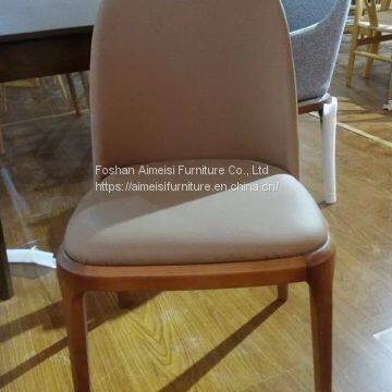 Modern Ash Solid Wood Dining Chair With Velvet Fabric Cushion