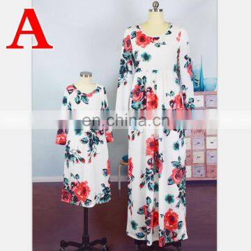 2019 NEW LONG Sleeve FLORAL Mom Daughter Dress Family Matching Outfit (this Link for Girls,1-8years) photo-2