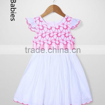 Girls fancy cotton frock 2016 pretty cap sleeves embroidery fashion dress