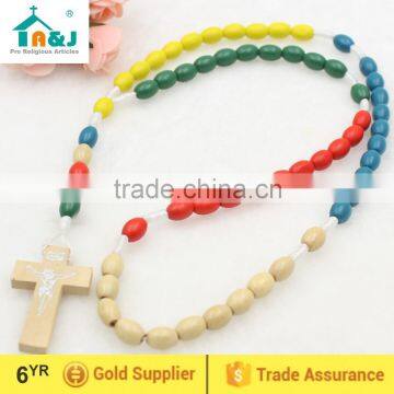 5 color wooden ovel bead rosary