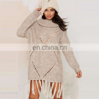 Tassel Hand Knitted Merino Wool  Loose Sweater Dress