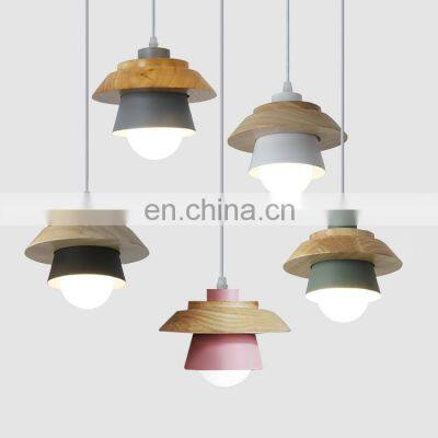 Nordic Simplicity LED E27 Pendant Light Macaron Colorful Metal Hanging Lights Home Wood Decoration Pendant lamp