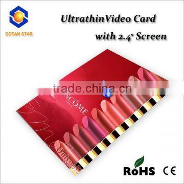 Most thinnest A5 high definition video advertising module handmade video greeting card LCD-TFT video greeting brochure