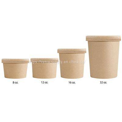 Eco friendly microwavable soup storage containers kraft paper soup containers with lid china food packaging