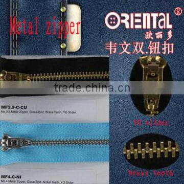 3.5# close-end YG slider metal zipper