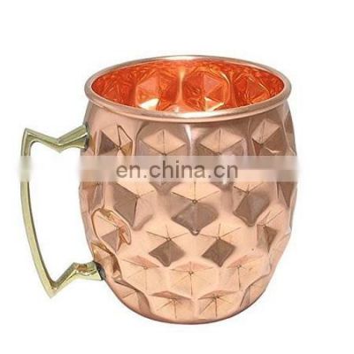 Best Selling Rose Gold Plated Diamond Designed Copper Mug Best Reasonable Price Copper Moscow Mule Mug For Drinking Purpose